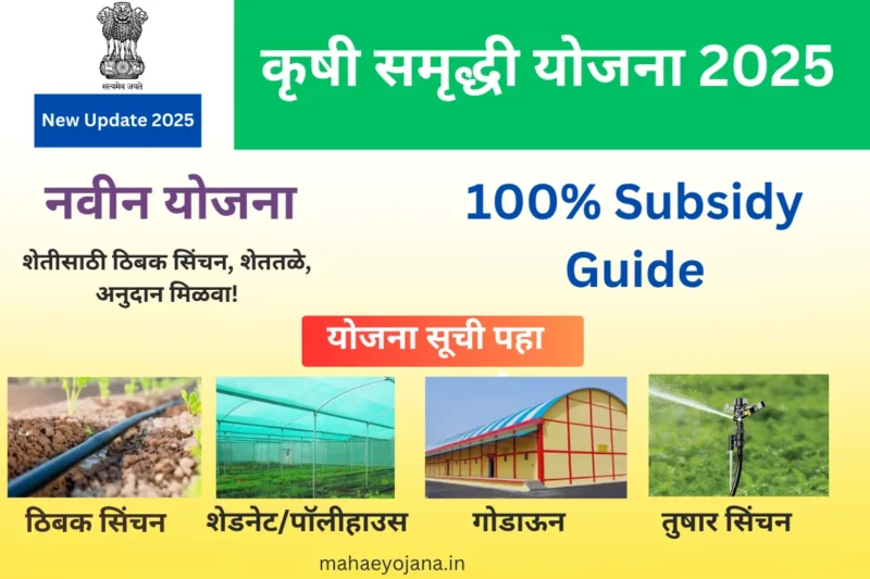 Krushi Samruddhi Yojana 2025 – शेतकऱ्यांसाठी ठिबक सिंचन, शेततळे, आणि अनुदान माहिती